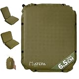 ATEPA エアクッション 自動膨張 無限連結式【ワイド仕様 | 厚さ6.5cm 高反発フォーム内蔵】お尻が痛くならない 超軽量240g エアー座布団 防水 耐摩耗 滑り止め 静音 コンパクト 夜行バス 飛行機 スポーツ観戦 運動会 山登り オフィス キャンプ用 収納袋付