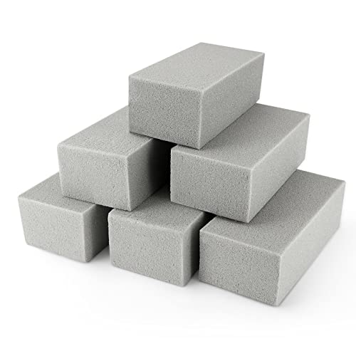 LOLYSIC 6Pcs Dry Floral Foam Blocks, 22.5x11x7cm Flower Foam Blocks for Artificial & Fresh Flower Arranging, Floral Foam Bricks Florist Foam Blocks for Wedding Party Funeral Centrepieces, Grey