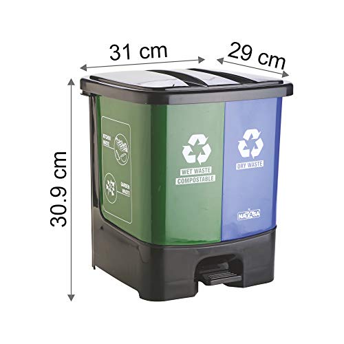 Nayasa-2-in-1-Dustbin-Dry-Waste-and-Wet-Waste-Step-On-Dustbin-19-Ltrs-Small-Plastic-Green-Blue