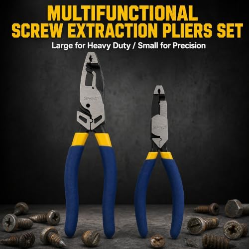 6" & 9" Multi-Function Screw Extractor Pliers, Upgrade Non-Slip Screw Removal Tool, Extracts Stripped, Broken, Rusted Screws,Screw Pliers for Tightening, Loosening and Gripping Nuts and Bolts — view 6