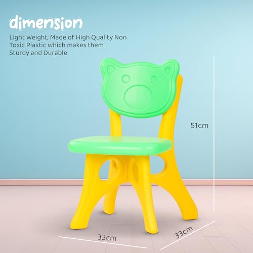 Image of Baybee Kids Chair for Baby & Toddlers with Strong Backrest, Ergonomic High Back Support, Lightweight Portable Study Chair for Home, Play School & Activity Room, Smooth Finish, Weight Upto 30Kg (Green & Yellow)