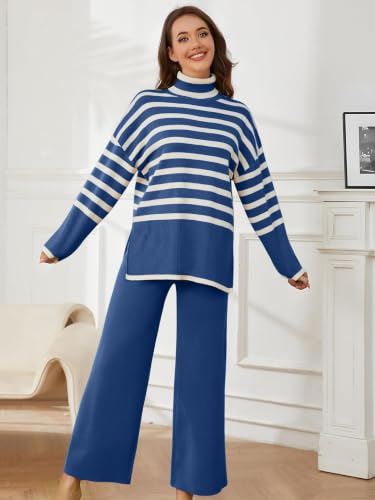 Image of TYSORT Women's Winter Woolen Turtleneck Sweater with Pajama | Warm Winter Wear Cord Set | Woolen Tracksuit Loungewear Set