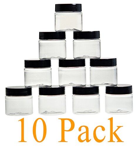 1oz Containers with Lids - Lip Scrub/Gloss Containers Empty 1 oz Jars 30G/30ml- Travel Cosmetic Containers with Lids- Clear 1 Ounce Makeup Sample Containers for Cream, Lotion, Liquid -BPA Free (10)