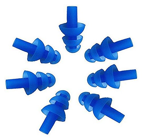 Preisvergleich Produktbild ericotry 5 Paar (100) Wasserdicht Weich Silikon Ohrstöpsel Schwimmer Flexible Wiederverwendbare Ohrstöpsel für Schwimmen oder Schlafsack, blau