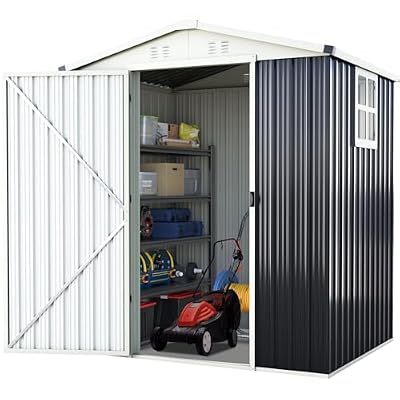 Quictent 6X4 FT Metal Storage Shed, Lockable Outdoor Garden Shed Waterproof Shed for Bike Storage, Tool Storage, Temporary Storage with Combination Lock