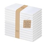 Urban Villa White 18 By 18 Inches Casement Weave Ultra Soft Premium Quality Dinner Napkins 100% Cotton Set of 12 White Cloth Napkins with Mitered Corners, Durable Hotel Quality, Pre-washed.