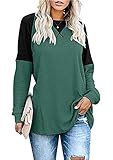 Design: Oberteile mit rundem Ausschnitt, T-Shirts für Frauen mit Farbblock, Hemden mit dekorativen Nähten, Stickerei, Raglan, doppelte Nähte am Ausschnitt, einfarbig, dehnbarer Stoff.