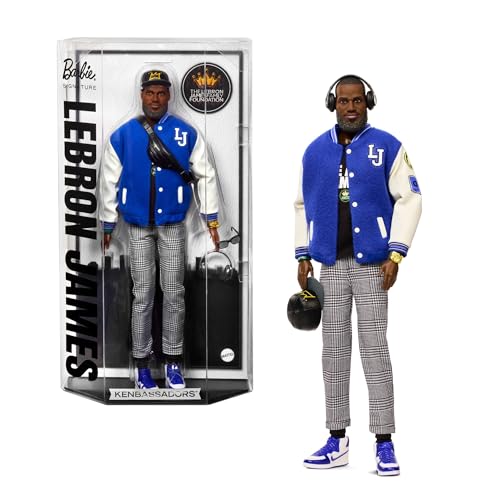 Barbie Signature Lebron James Kenbassadors Doll Collectible with Varsity Bomber Jacket Outfit & Accessories Including Headphones, Sunglasses, & More