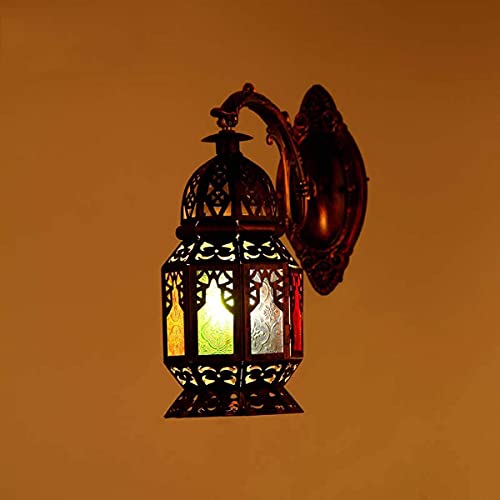 FBITE Lámpara de Pared Vintage Nordic Antique Mediterranean Hall Lights Bar Restaurant Hall Balcón Eventos Hierro, lámpara de Pared de Color Bronce Rojo