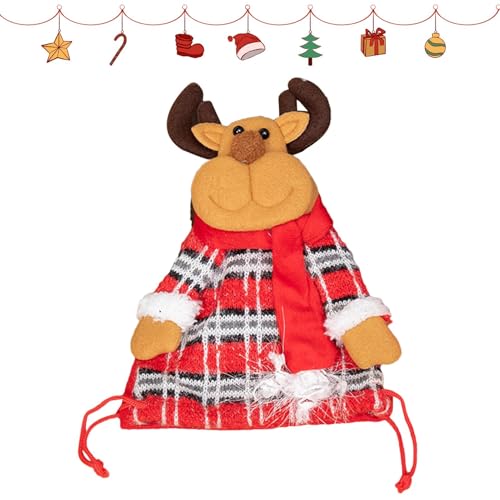 Rrlihjgu Bolsas de tela para dulces navideños,Bolsas de tela para Navidad,Bolsas de regalos de Papá Noel Bolsas de tela para muñecas | Bolsa de regalo linda reutilizable con cordón para decoración