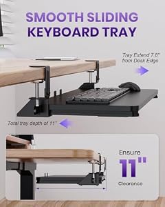 Zontera Ergonomic Keyboard Tray Under Desk, 25.6x11.8 Inch Board, Black — photo 5 of 6