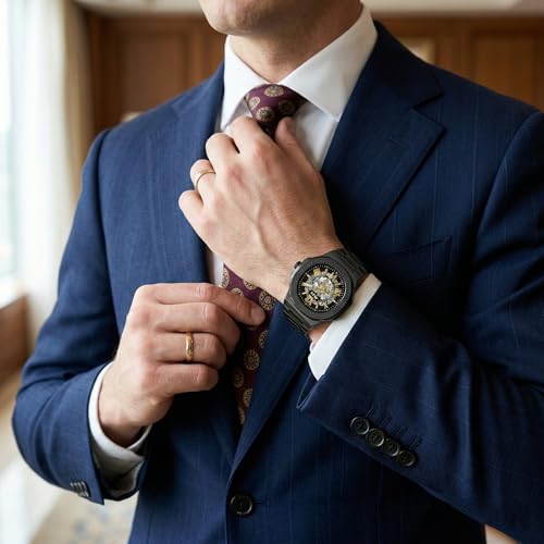 Image of ALIX AL2904 Automatic Mechanical Self-Winding Skeleton Dial 30 ATM Waterproof with Stainless Steel Band Wrist Watch