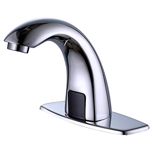 Derpras Automatischer Sensor berührungslose Spültischarmatur mit Lochabdeckplatte, freihändige Badezimmer-Wasserhähne mit Heiß- und Kaltmischer, Chrom
