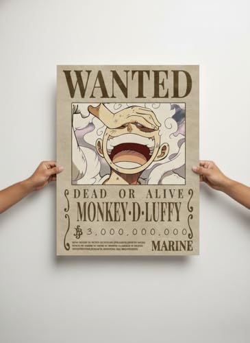 Image of BOND VERSE Luffy Wanted Poster - A3 Size Wall Art Prints (300 GSM Matte Finish) L-42CM X W-30CM | ONE PIECE | Anime Wall Art | Vintage Pirate Bounty Design | Premium Matte Anime Print | BOND VERSE | FRAME NOT INCLUDED