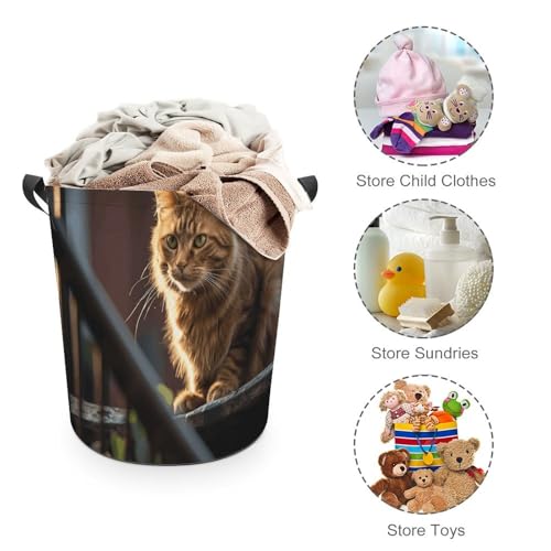 Panier à linge pliable chat balustrade imperméable pour chambre - 3
