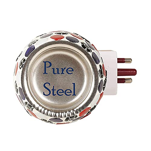 Image of Multipurpose Night lamp Kapoor dani /Electrical Machine /Incense-Aroma Burner /Camphor Diffuser Steel Ceramic for Puja,Mosquito,Home (DN-1)