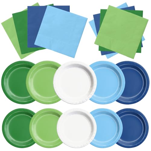 Image of CMUSKO Golf Party Decorations - 60Pcs Blue Green Plates & Napkins Set Hole in One Golf Themed Tableware for Birthday,Baby Shower