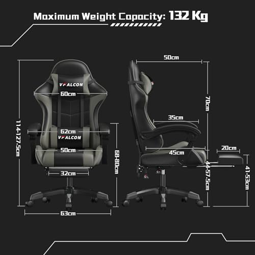 XTREME Gaming Chair – Ergonomic Reclining Chair with Footrest, 360° Swivel, Height Adjustable (Grey) - Image 4