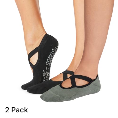 Image of TAVI Chloe Pilates Socks with Grips for Women | Non-Slip Grip Socks for Women, Patented Grip Sole Design, Soft Organic Cotton, Arch Support, Use for Yoga, Barre, Lagree