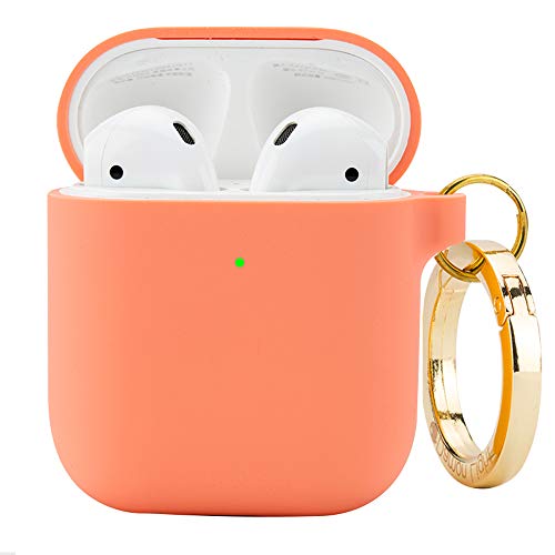 DamonLight Premium Silicone Airpods Case with Carabiner [Front LED Visible][with no Hinge] Full