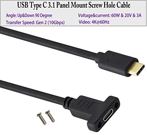 AAOTOKK USB Type C 3.1Panel Mount Adapter Cable USB-C 3.1 Gen2 10Gbps Male to USB C Female Panel Mount Screw Cable,Supports Charging,Data,Audio,Video Cable for Laptop,Tablet,Mobile Phone (0.3M/1ft) by AAOTOKK - Used condition - Image 8