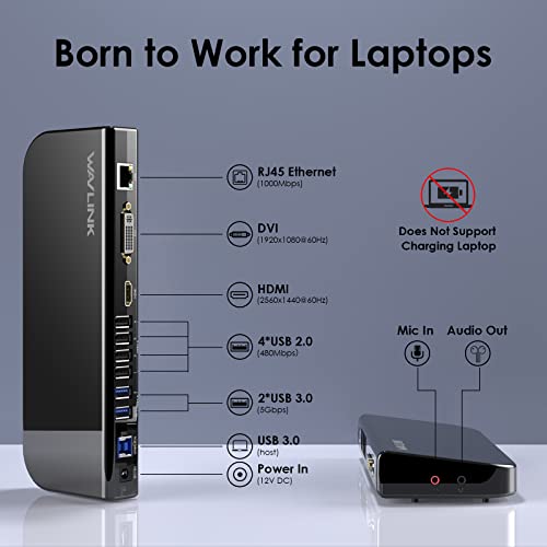 Docking Station 2 Monitors, USB C/USB 3.0 Universale Dock Station, con HDMI & DVI/VGA/HDMI, Gigabit Ethernet, Audio, Mic, 6 USB Ports per Mac Windows. - Hub USB - Immagine 1