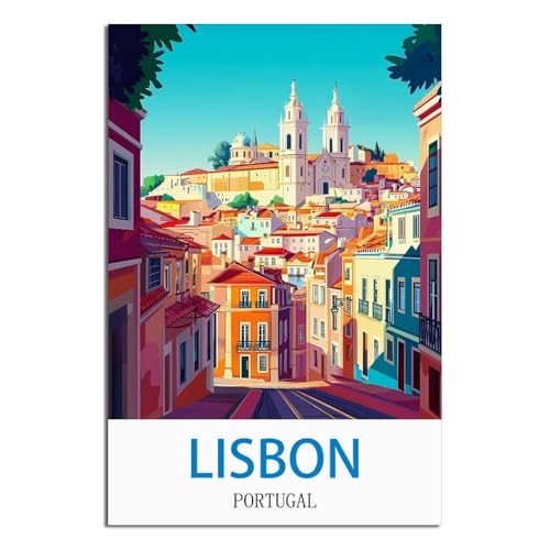 Toile Lisbonne Portugal vintage 60 x 90 cm pour habiller un mur vide