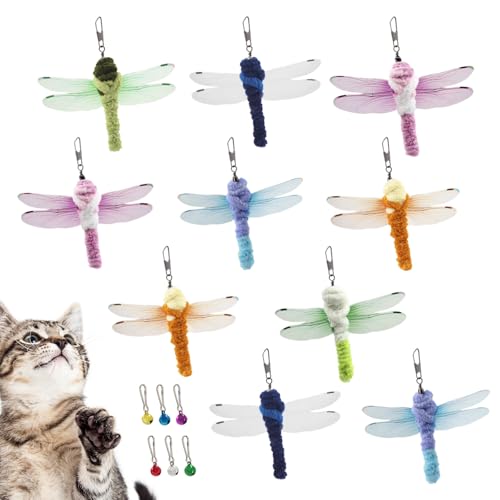 SONGWAY Insect Cat Toy Refills - 10 Pieces Dragonfly Toy Replacements for Indoor Cats, Interactive Cat Toy Wand Attachments