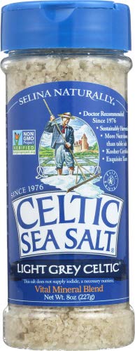 Light Grey Celtic Sea Salt Shaker , Refillable, Reusable Shaker with Additive-Free, Delicious Sea Sa