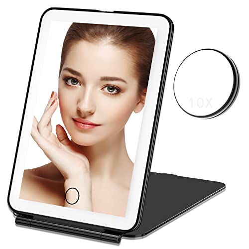 Makeup Mirror with 10X Magnifying, Vanity Mirror with 80 LED Lights, Rechargeable 2500mAh Batteries,...