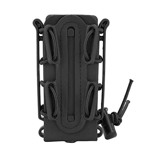 WarmHeartting 9mm Magazintasche Taktischer MOLLE Mag Pouch Molle Fastmag für Airsoft Nerf Wargame, Schwarz, TPR, Nylon, 5,5 x 4 x 10 cm, open top