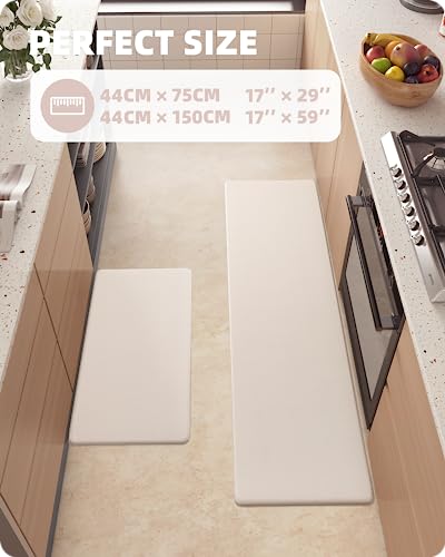 Color&Geometry Kitchen Rugs, Kitchen Rug Set 2 Piece Kitchen Runner Rug Kitchen Floor Mat, Cushioned Anti Fatigue Kitchen Mat Non Skid Waterproof Comfort Standing Kitchen Rug, 17\"x29\"+17\"x59\", Wheat - Thumbnail 6