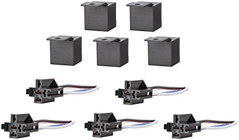 Madlife Garage 5 Pcs 12V DC SPDT 5-pin 30/40amp Changeover Relay With Socket Holder for Atomotive/Car/Truck/Van/Motorcycle/Boat