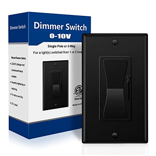 Keygma Black 0-10V Led Dimmer Switch, Low Voltage In-Wall Dimmer Switch For Dimmable Led Panel Lights, Cfl, Halogen And Incandescent Bulbs, Single-Pole Or 3-Way, Etl Listed #TOP2