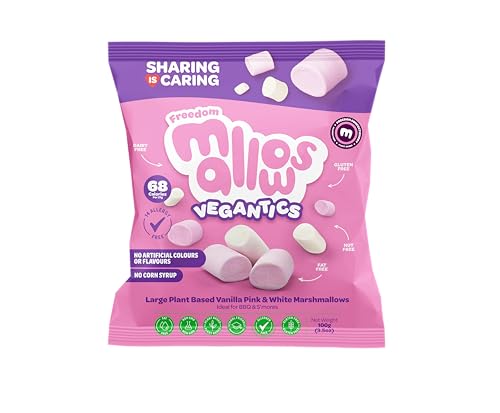 Freedom Confectionery Vegantic Pink & White Vanilla Marshmallows | Larger Soft & Fluffy Vegan Mallows | PlantBased & AllergyFree | Ideal for Toasting Baking & Sharing