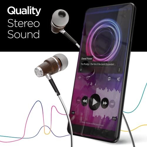 Symphonized Wired Earbuds with Microphone - Noise Isolating Corded Ear Buds with Mic and Volume Control - Wood Comfortable Earphones with Wire for ...