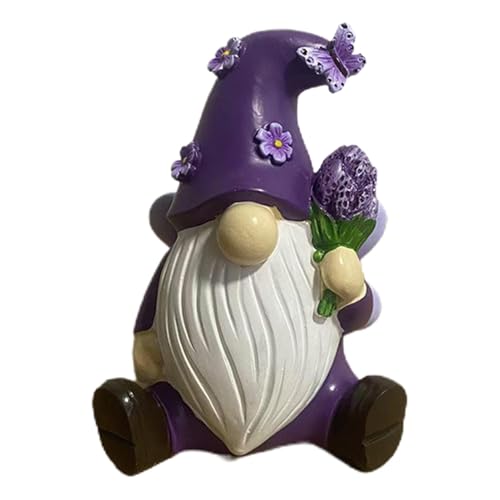 Statuette de Nain de Jardin Violet - Décoration de pelouse - Décoration d'extérieur pour Jardin, terrasse, extérieur, Bureau, étagère