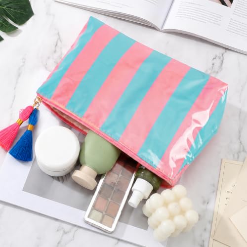 Image of MAYCREATE Striped Makeup Bag Waterproof Coated Cosmetic Pouch