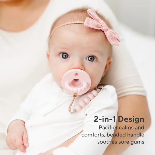 Image of Ryan & Rose Cutie PAT 3 Pack Baby Pacifiers Teether Teething Ring Binky (Canvas, Round Original)