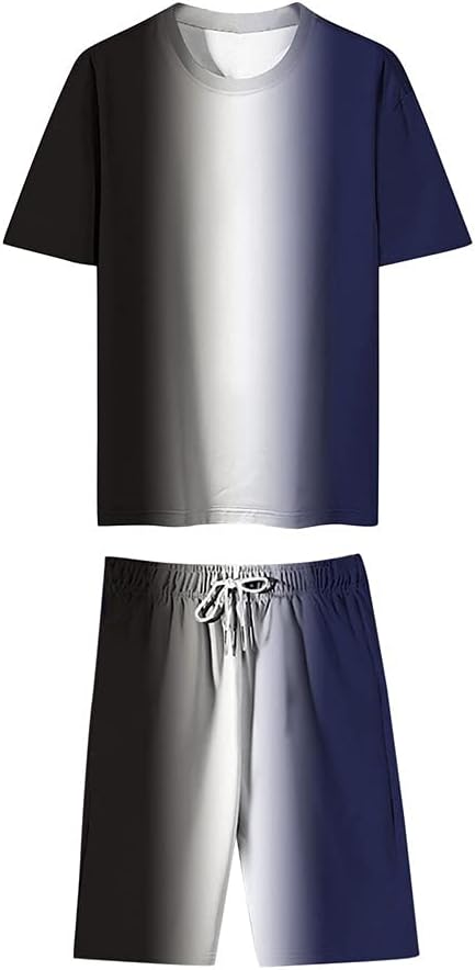 夏の服メンズセット カラースポーツウェアファッション半袖tシャツショーツツーピーススーツスポーツウェア Color お買い得品 Size Black Code Xxxl