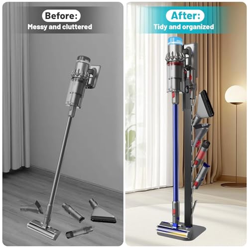 Image of Dyson Gen5 V8 V15 V12 V11 V10 V7 V6 Vacuum Cleaner, Metal Floor Docking Station with Built-in Cable Management, Storage Stand Organizer with 6 Hooks for