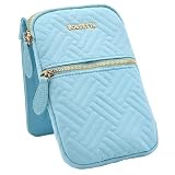 Bolsetta Magnetic Hip Pouch - RFID Blocking Pouch and Key Fob Protector - Zippered Pocket, Magnetic Snaplock Attachment - Lightweight Travel Wallet, Hip Bag for Concerts & Errands - Seafoam Teal Quilt
