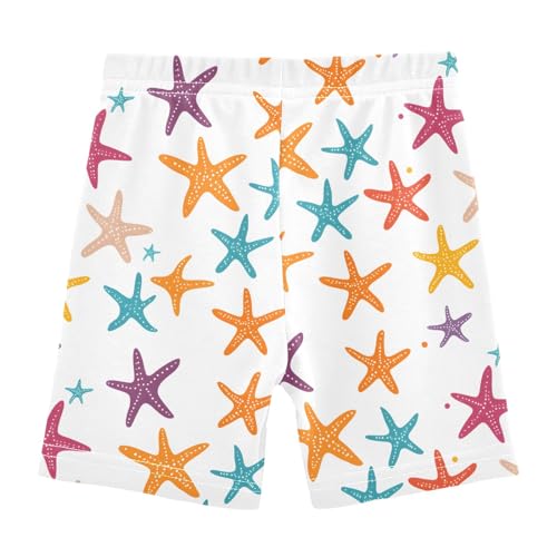 Colorful Starfish Cute Pattern Girls Shorts Elastic Waist Sports Shorts Girls Leggings Pants for 4-10 Years2