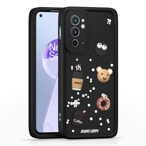 Image of Pikkme Back Cover for Oneplus 9RT 5G | Cute Fun Cartoon 3D Bear Silicone Full Body Protection Bumper Case (Black)