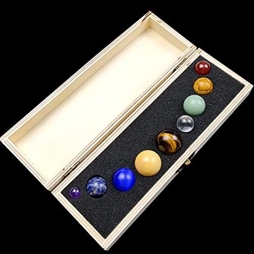 GORGECRAFT Solar System Desk Decor 9 Planets Stones Gift Kit Healing Crystal Gemstones Ball Set for Home Office Desk Decorations