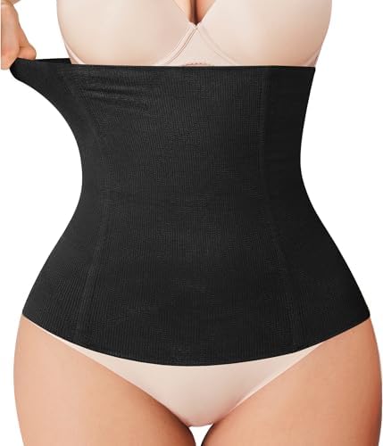 Nebility Women Waist Trainer Shapewear Tummy Control Waist Cincher Slim Body Shaper Workout Girdle Underbust Corset, Black Without Hook, Small