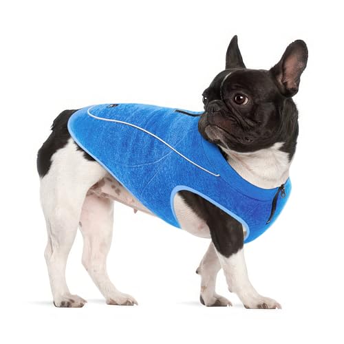 Image of Insulated Fleece Sweater for Dogs | Lightweight Warm Dog Vest | Zipper Port for Harness | Cold Weather Winter Jacket | Rain Snow Repellant Coat | Adjustable for Small Medium Large Male Dogs (Blue /S)