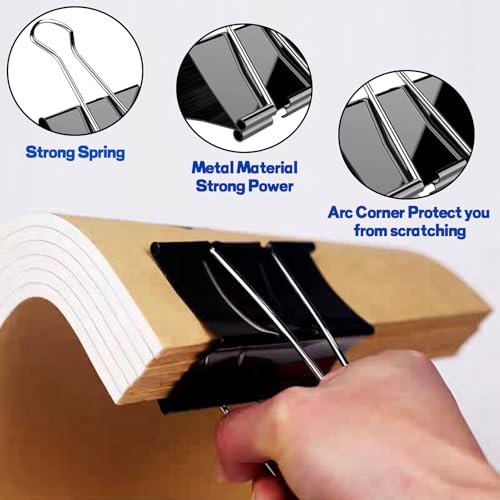 3 Inch Jumbo Binder Clips(12 Pack), Extra Large Binder Clips Heavy Duty Paper Clamps for Office and Home Supplies, Black image 5