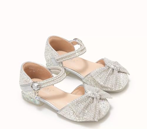 Girls Glitter Mary Jane Pumps Sequins Princess Low Heels Dress Shoes Party Wedding Rhinestone Sandals for Toddler/Little Kid2
