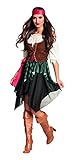 Boland - Erwachsenenkostüm Piratin Storm, Bluse, Korsage, Rock, Bandana, Captain, Redhaed, Sparrow, Seeräuber, Meuterei, Karneval, Halloween, Fasching, Mottoparty